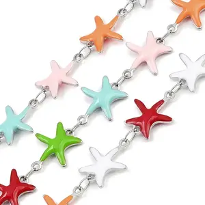 304 Stainless Steel Enamel Starfish Link Chains