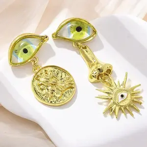 Alloy & Resin Dangle Stud Earrings