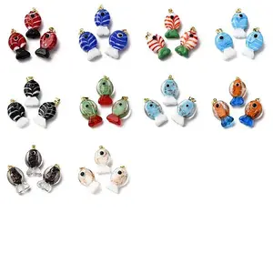 10Pcs 10 Colors Handmade Lampwork Pendants
