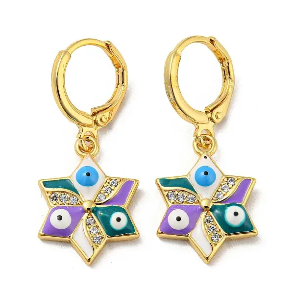 Real 18K Gold Plated Brass Dangle Leverback Earrings