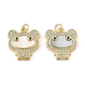 Brass Cubic Zirconia with Shell Pendants