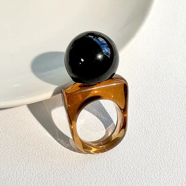 Resin Round Bead Finger Rings