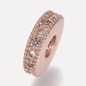 Brass Micro Pave Cubic Zirconia Bead Spacers