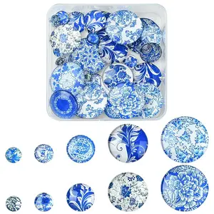 40Pcs 5 Styles Printed Glass Cabochons