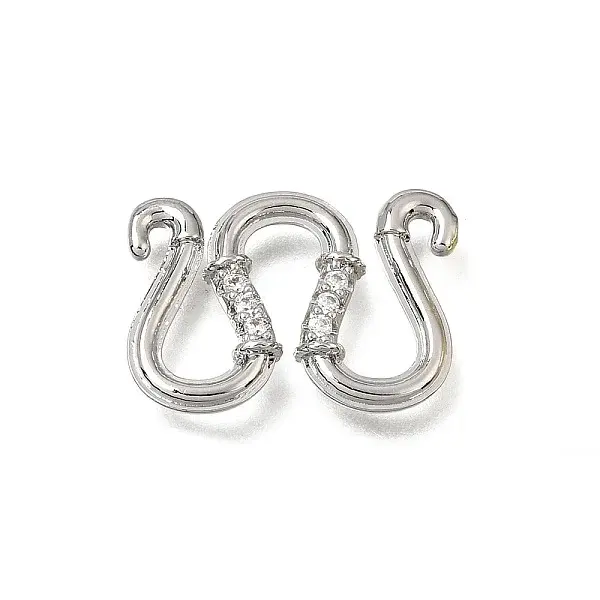 Brass Micro Pave Clear Cubic Zirconia M-Hook Clasps