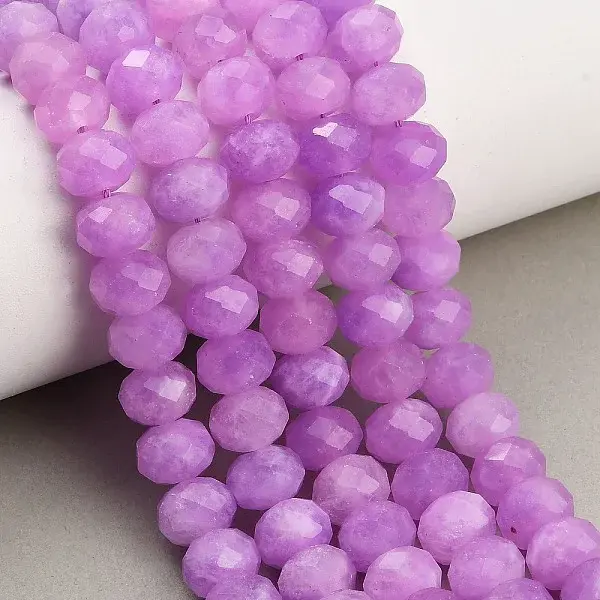 Faceted Dyed Natural White Jade Beads Strands