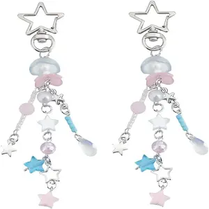 2Pcs Star Resin Pendant Keychain