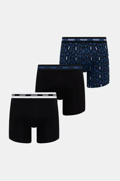 HUGO boxerky pánské bavlněné s elastanem BOXER BR PLANET DES 3-pack