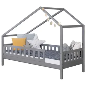 Livetastic DĚTSKÁ POSTEL SE STŘÍŠKOU, 120/200 cm, světle šedá