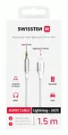 AUDIO ADAPTÉR SWISSTEN TEXTILE LIGHTNING / 3,5 mm JACK, 1,5 M, BÍLÁ