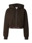 Calvin Klein Jeans Tepláková bunda  tmavohnedá / biela