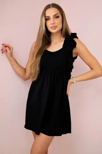 Šaty s volánky na bocích černé