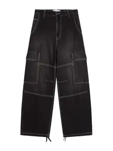 Bershka Rifľové kapsáče  čierna