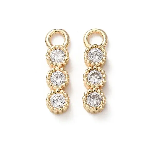 Brass Micro Pave Clear Cubic Zirconia Charms