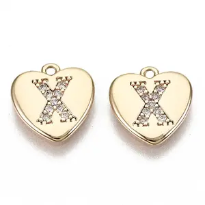 Brass Micro Pave Clear Cubic Zirconia Charms