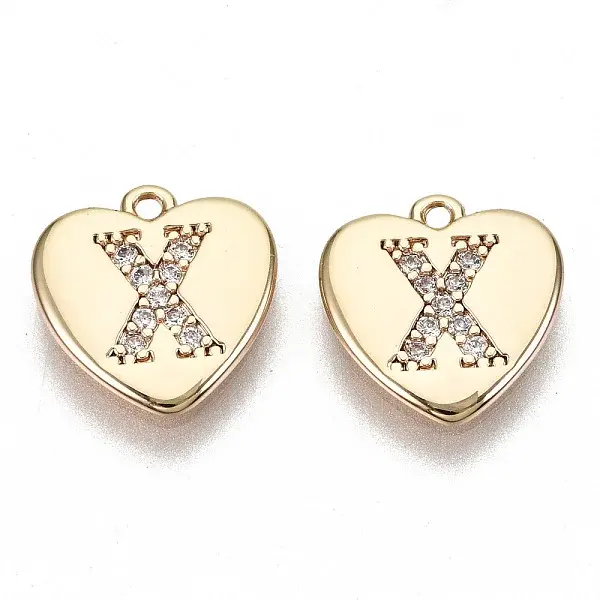 Brass Micro Pave Clear Cubic Zirconia Charms