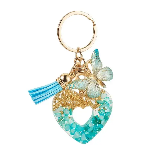Heart with Butterfly Resin Keychains