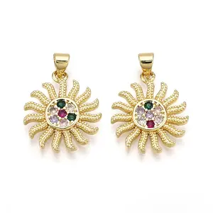 Brass Micro Pave Cubic Zirconia Pendants