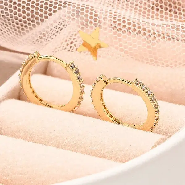 Rack Plating Brass Micro Pave Cubic Zirconia Hoop Earrings