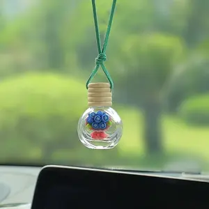 Empty Glass Perfume Bottle Pendants with Wood Cap