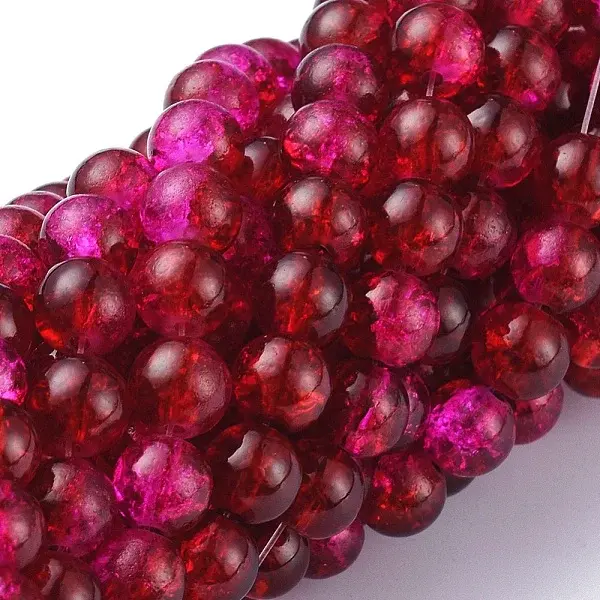 Spray Painted Crackle Glass Beads Strands