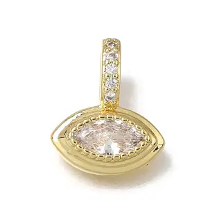 Brass Micro Pave Clear Cubic Zirconia Charms