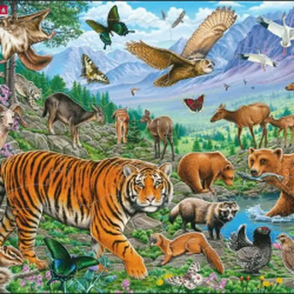 Puzzle MAXI - Amurský tygr v sibiřském létě/36 dílků