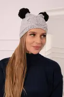 marka niezdefiniowana Fleecová čepice 2 bambulky K291 šedá