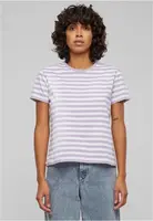 Dámské základní pruhované tričko bílé/fialové