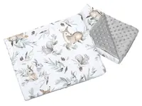 Medi Partners Quilt 55x75 + pillow 35x30 cotton + minky – Deer in leaves + gray Minky