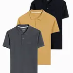 Ombre Set of men's pique knit polo shirts 3-pack