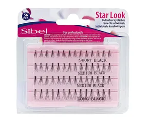 Sada umělých trsových řas Sibel Star Look Individual Eyelashes - velikost S, M, L, 56 ks (0002690)