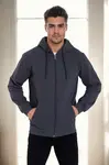 94090 Dewberry Kangaroo Pocket Hooded Zipper Mens Sweatshirt-ANTHRACITE
