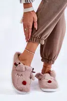 PG4 Dámské vánoční kožešinové pantofle se sobí béžovou Claire