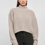 Dámský široký oversize svetr v teple šedé barvě