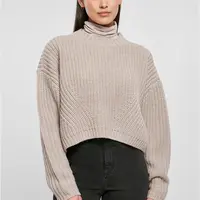 Dámský široký oversize svetr v teple šedé barvě