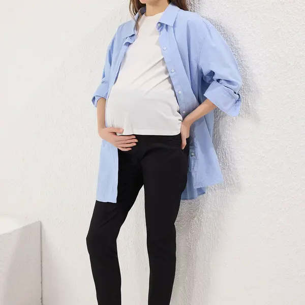 Trendyol Curve Black High Waist Adjustable Abdominal Panel Skinny Fit Maternity Pants