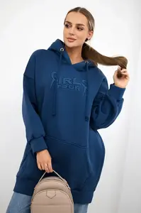 Zateplená mikina s vyšívaným nápisem oversize jeans