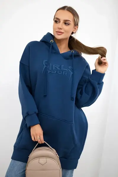 Zateplená mikina s vyšívaným nápisem oversize jeans