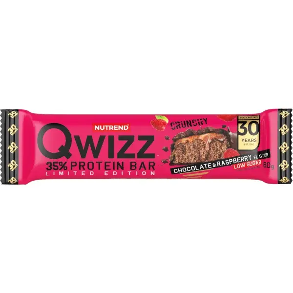 Nutrend QWIZZ PROTEIN BAR 60 G ČOKOLÁDA + MALINA Proteinová tyčinka, , velikost