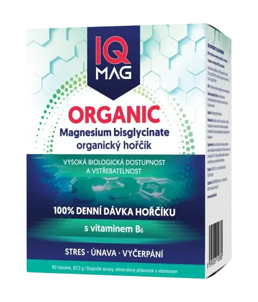 IQ MAG ORGANIC Magnesium+B6, organický horčík 90 kapsúl