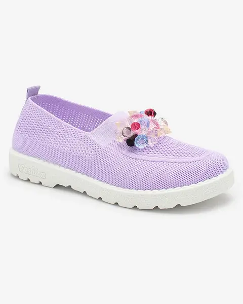 Resti Purple women's fabric moccasins with crystals Fezens