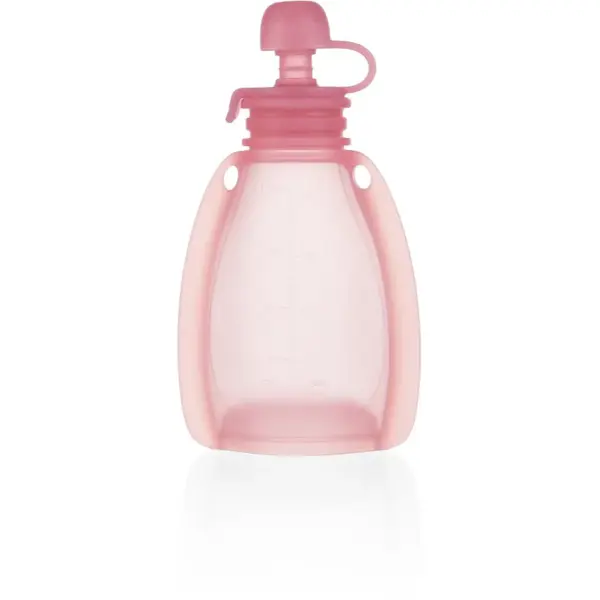 Zopa Silicone Refillable Baby Food Pouch kapsička na jedlo 0 m+ Transparent Pink 120 ml