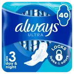 ALWAYS Ultra Day & Night hygienické vložky (veľ. 3) s krídelkami 40 ks