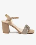 Resti Light brown women's sandals on a post with Trieste cubic zirconias - Footwear