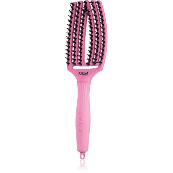 Olivia Garden Fingerbrush Boar & Nylon kefa na vlasy so štetinami z nylonu a diviaka Celestial Pink 1 ks