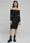 Women's dress with long sleeves and ribs black
