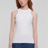 Women's Racer Back Rib Tank Top - White