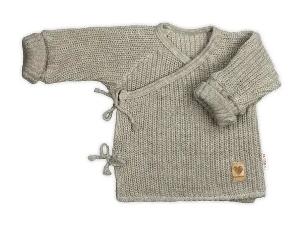 Dojčenský svetrík, rastúci, na zaväzovanie na boku - tm. béžová, 62/68