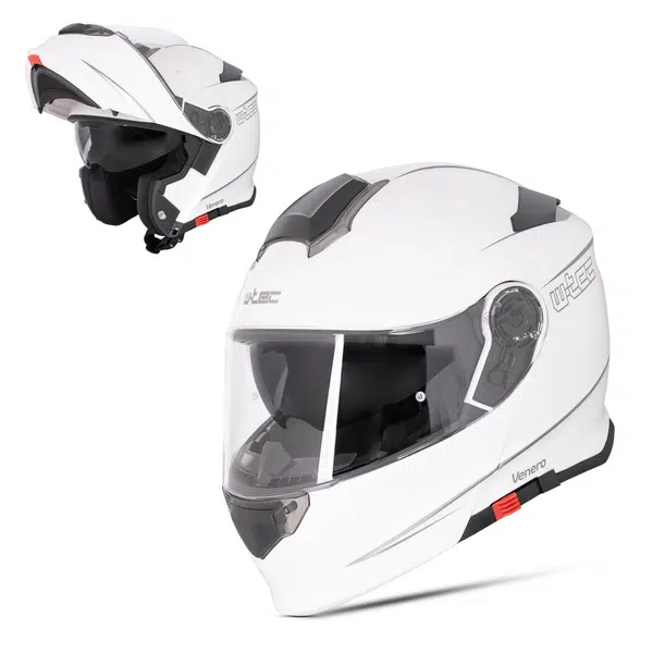 Výklopná přilba W-TEC Venero Glossy White XS (53-54)